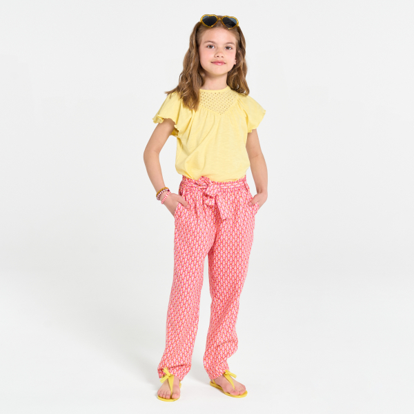 بنطال فضفاض بطبعة باللون البرتقالي للفتيات